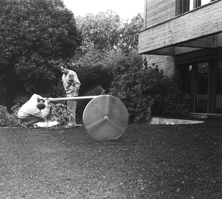 Anello, Umberto Cavenago and Libero Michielin during the installation